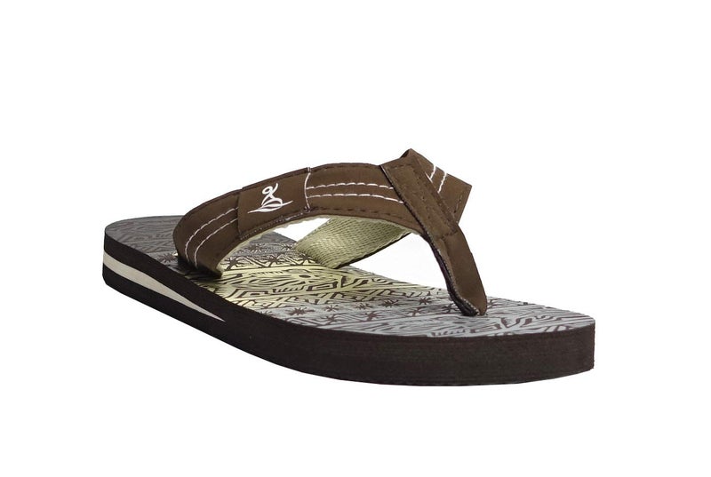 REDVOLUTION New Kids' Tribal Pattern Tropical Print Beach Sandals Boys' Bali Flip-Flop (5, Brown, numeric_5) - Image 3